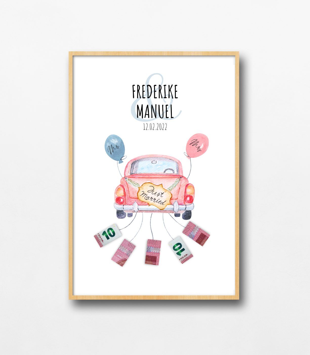 Geldgeschenk Hochzeit Oldtimer Poster Hochzeitsposter mit Oldtimer Motiv