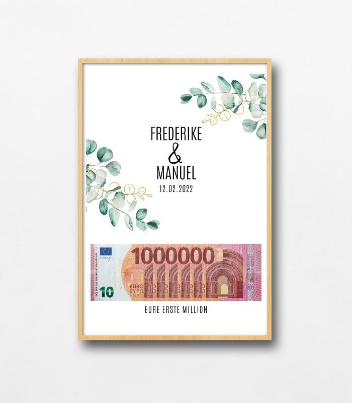 Hochzeit Geldgeschenk erste Million Personalisiertes Poster zum Ausdrucken als Hochzeitsgeschenk